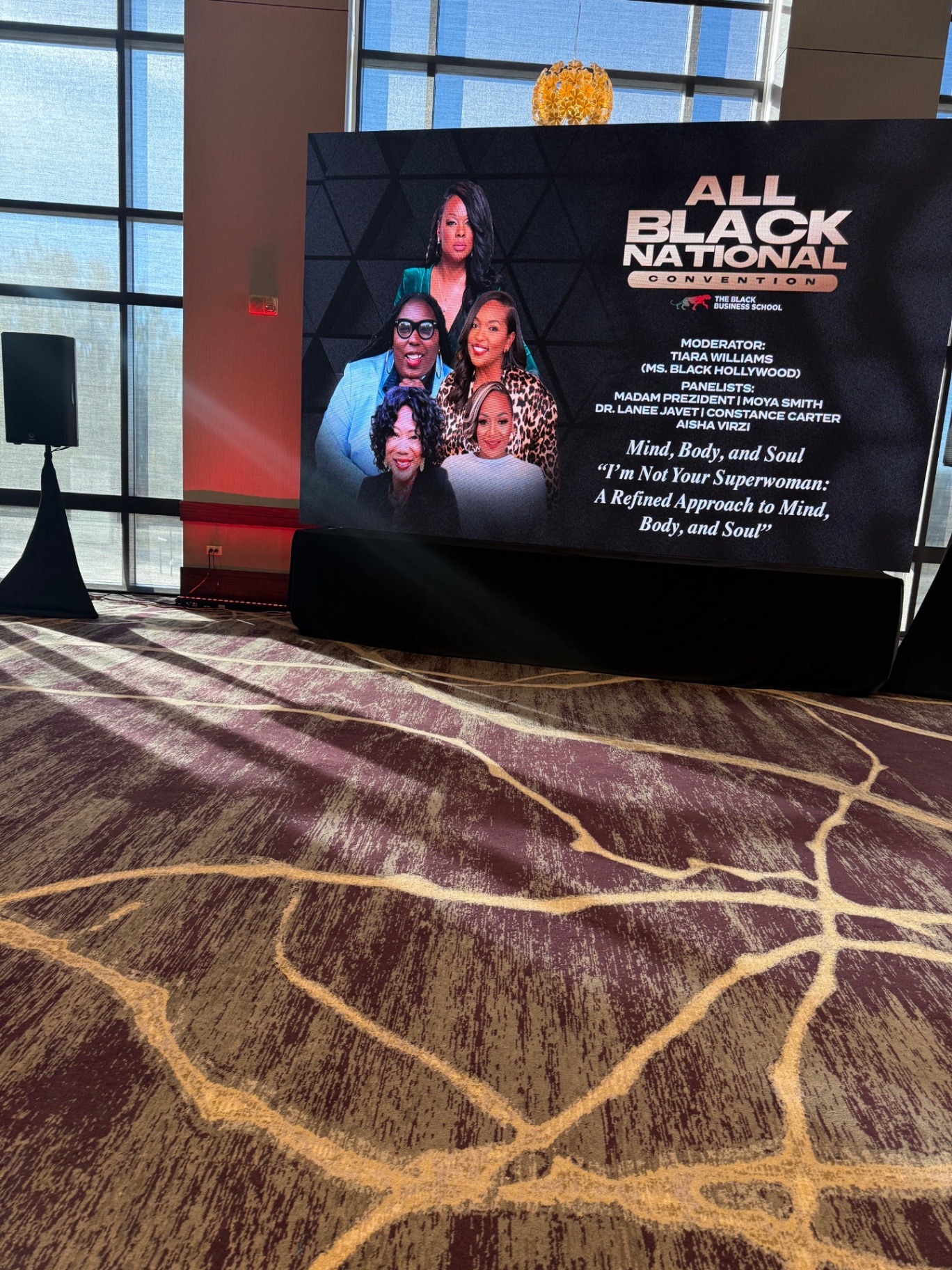 All Black National Convention panel screen featuring Madam Prezident: I'm Not Your Superwoman